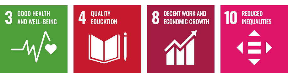 SDG 3, 4, 8 and 10